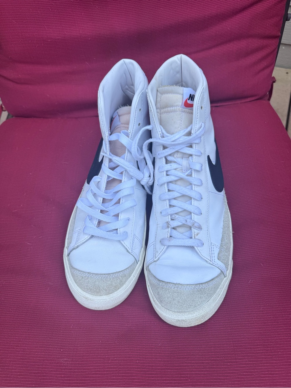Nike White High-Top Sneakers with Black Swoosh and Suede Accents